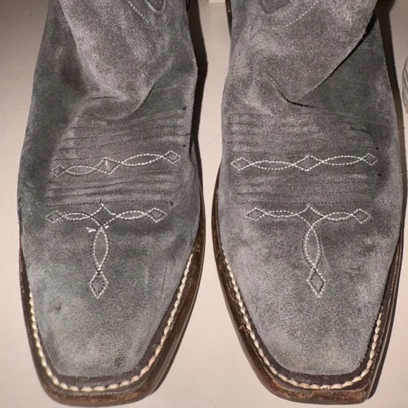 Rios of Mercedes Men's Cowboy Boots Grey Suede Leather size 8 Western - Picture 6 of 10